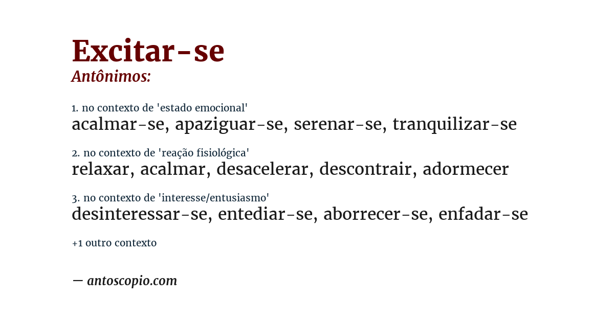 Antônimo de excitar-se