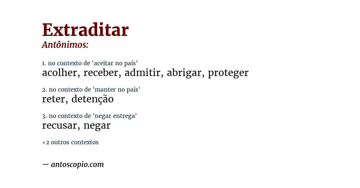 Antônimo de extraditar