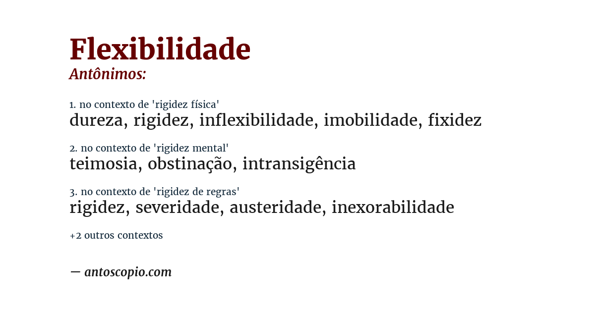 Antônimo de flexibilidade