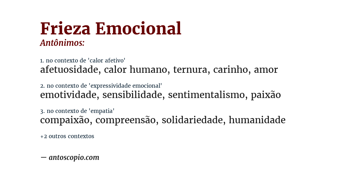 Antônimo de frieza emocional