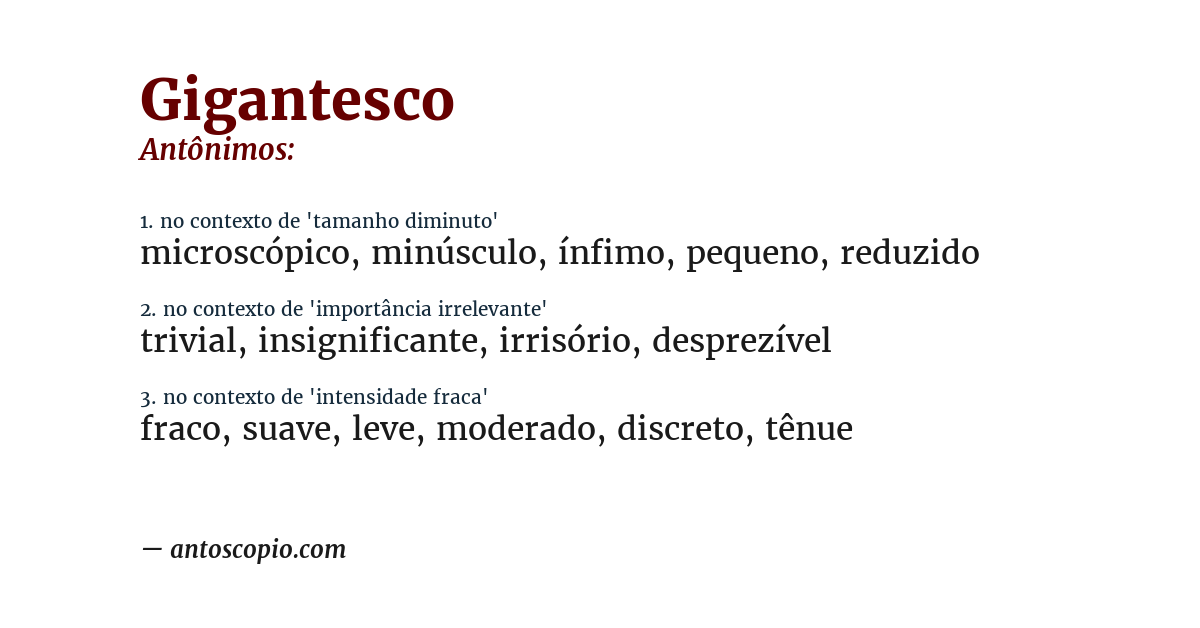 Antônimo de gigantesco