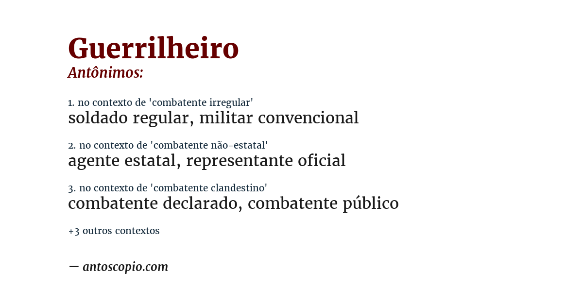 Antônimo de guerrilheiro