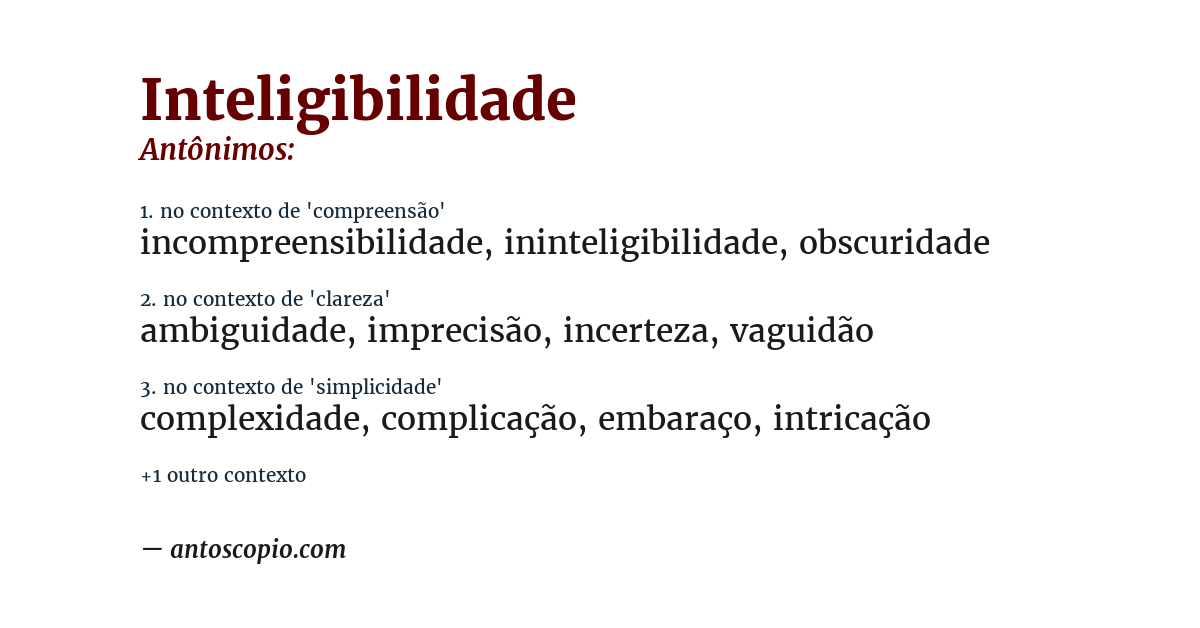 Antônimo de inteligibilidade