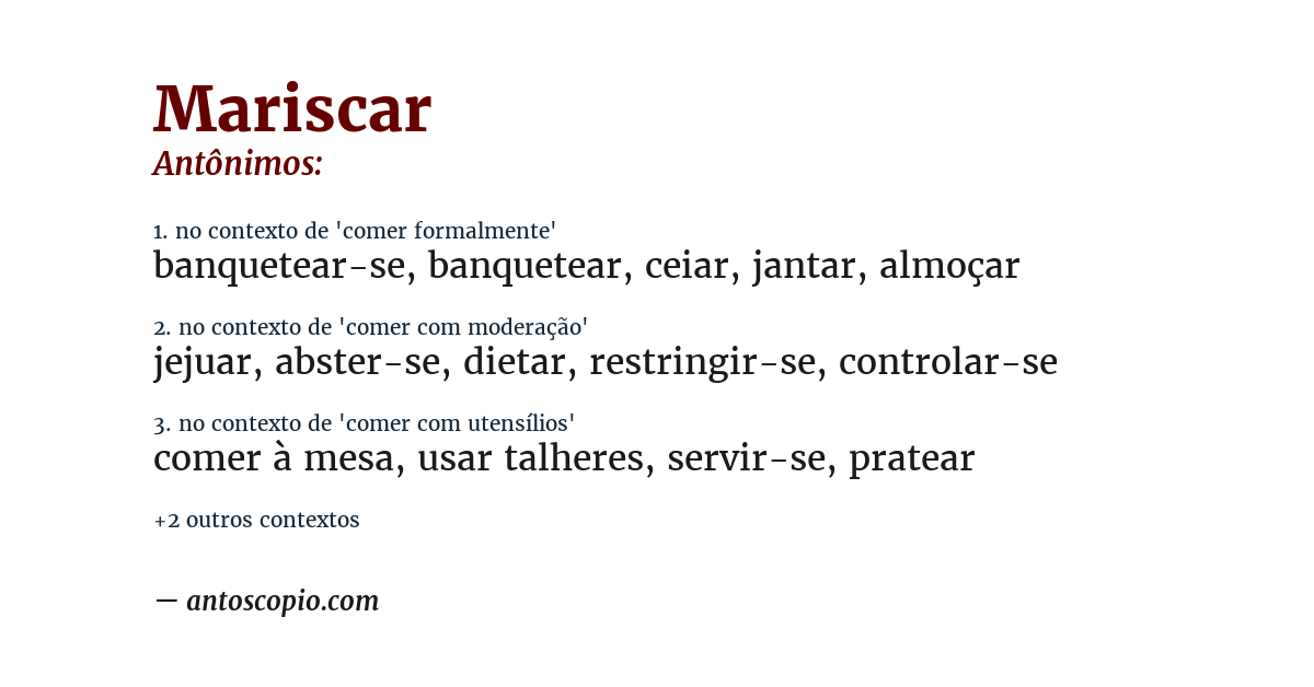 Antônimo de mariscar