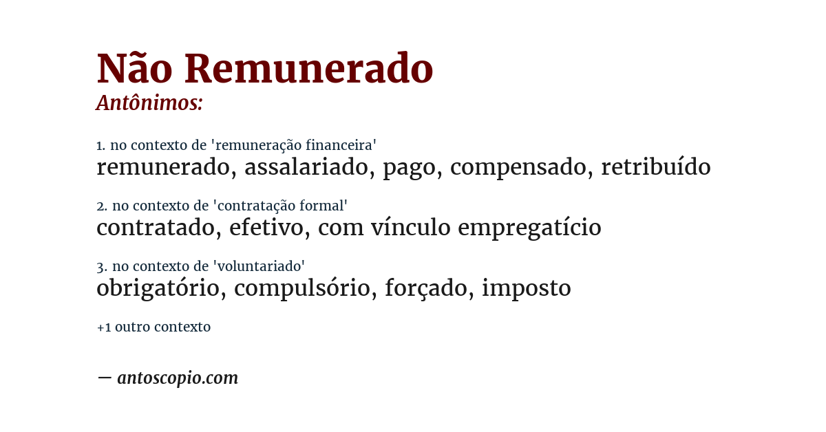 Antônimo de não remunerado