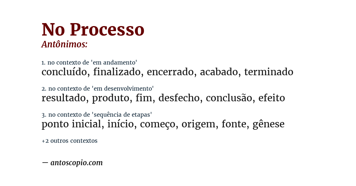 Antônimo de no processo
