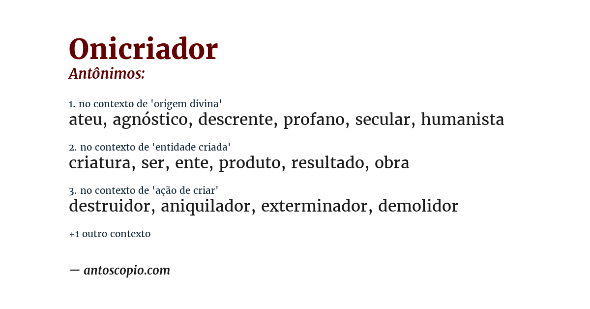 Antônimo de onicriador