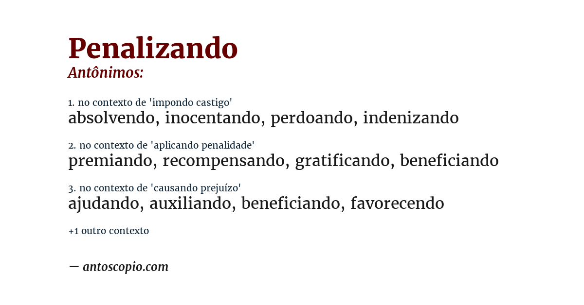 Antônimo de penalizando