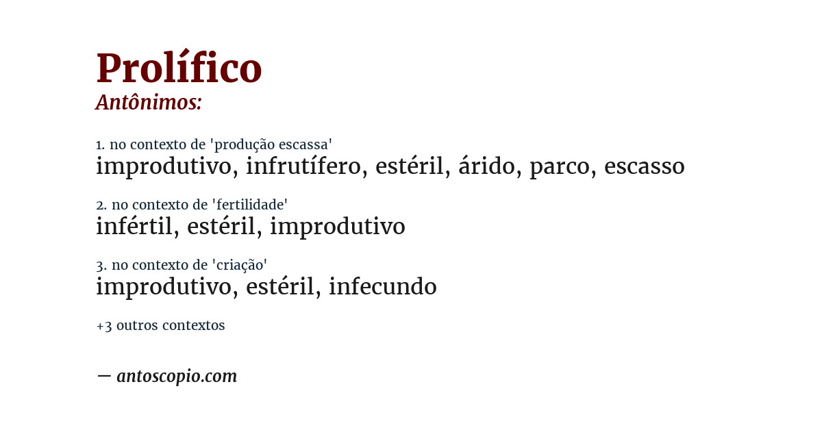 Antônimo de prolífico