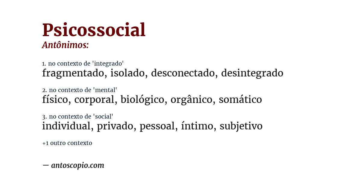 Antônimo de psicossocial