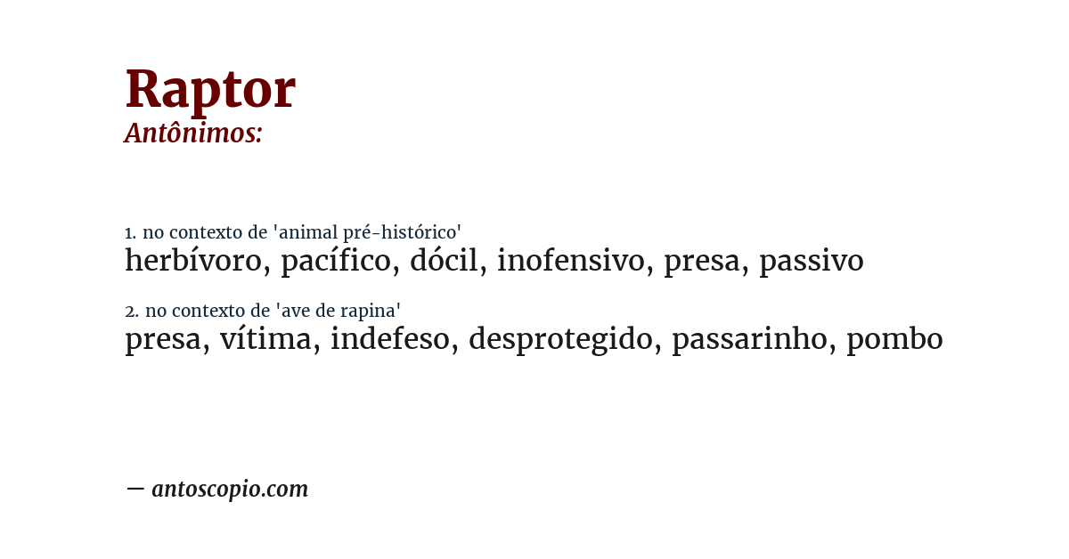Antônimo de raptor