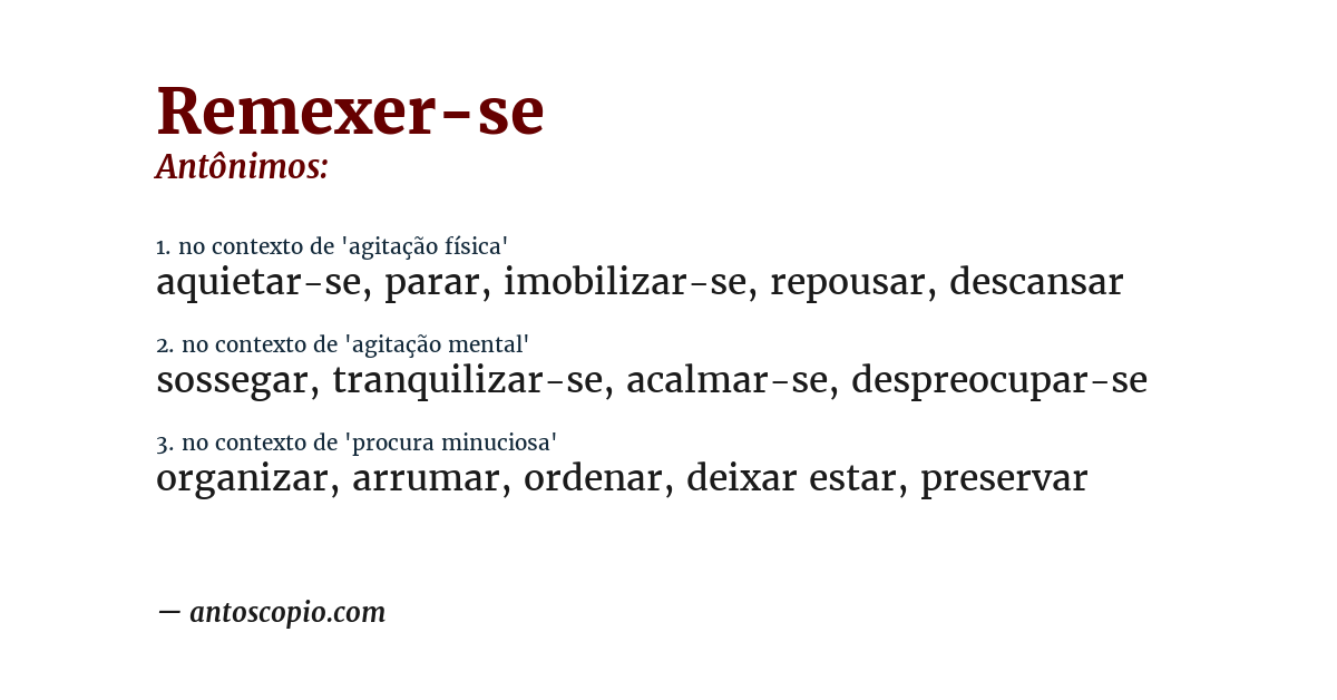 Antônimo de remexer-se