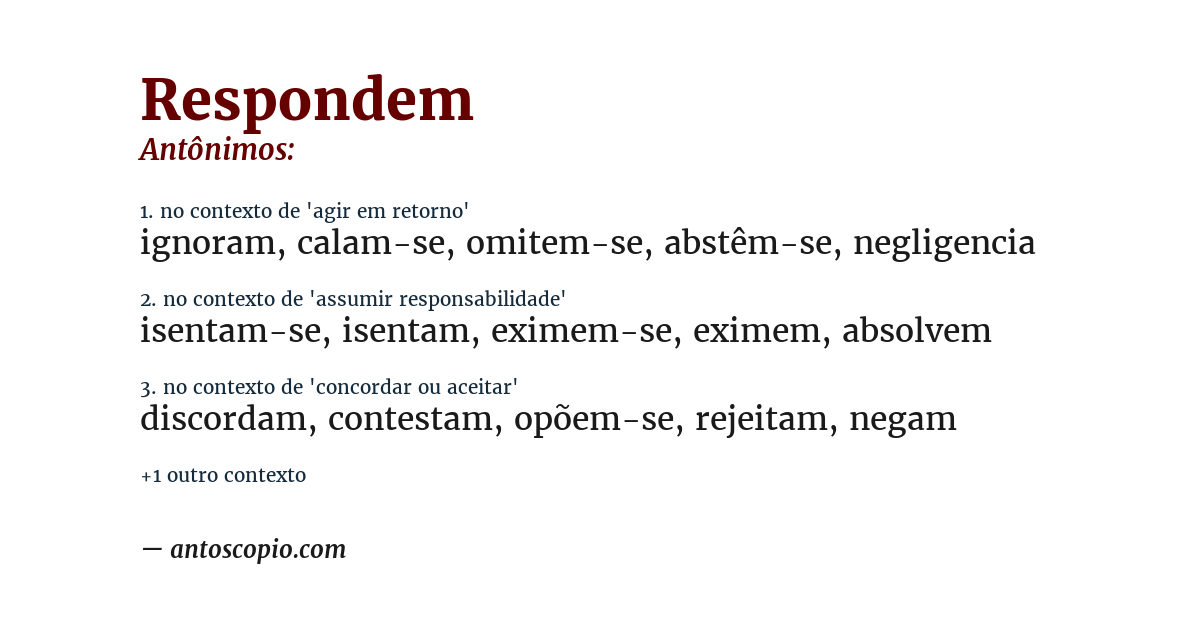 Antônimo de respondem