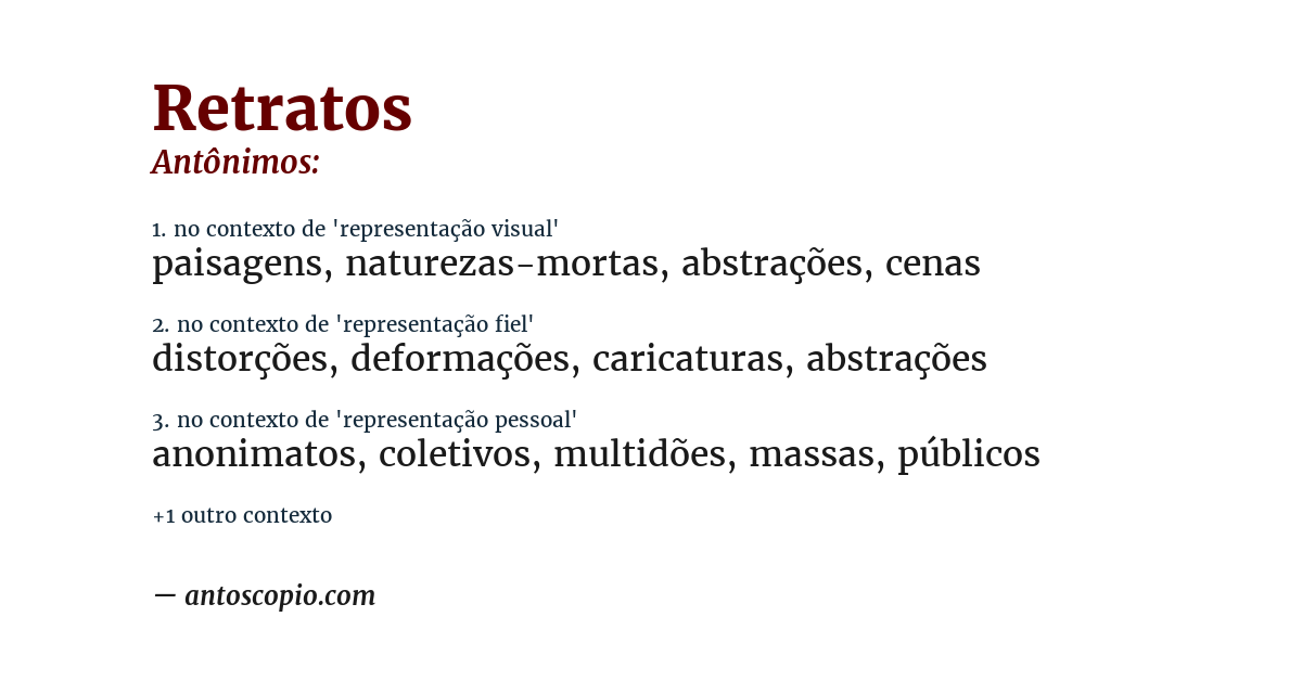 Antônimo de retratos