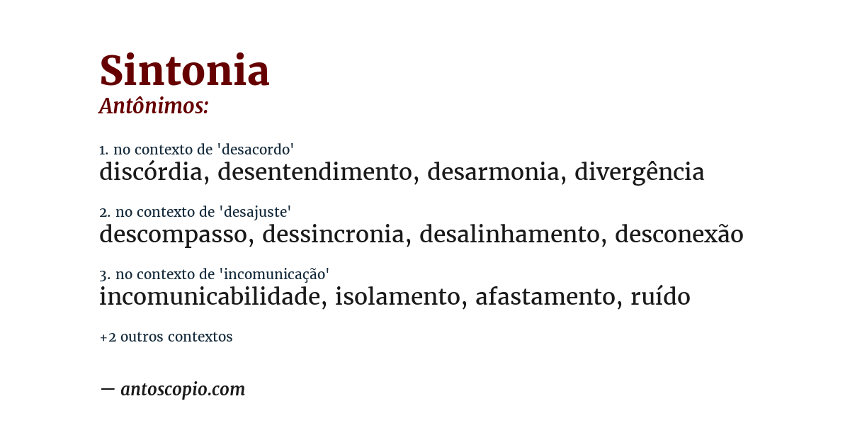 Antônimo de sintonia