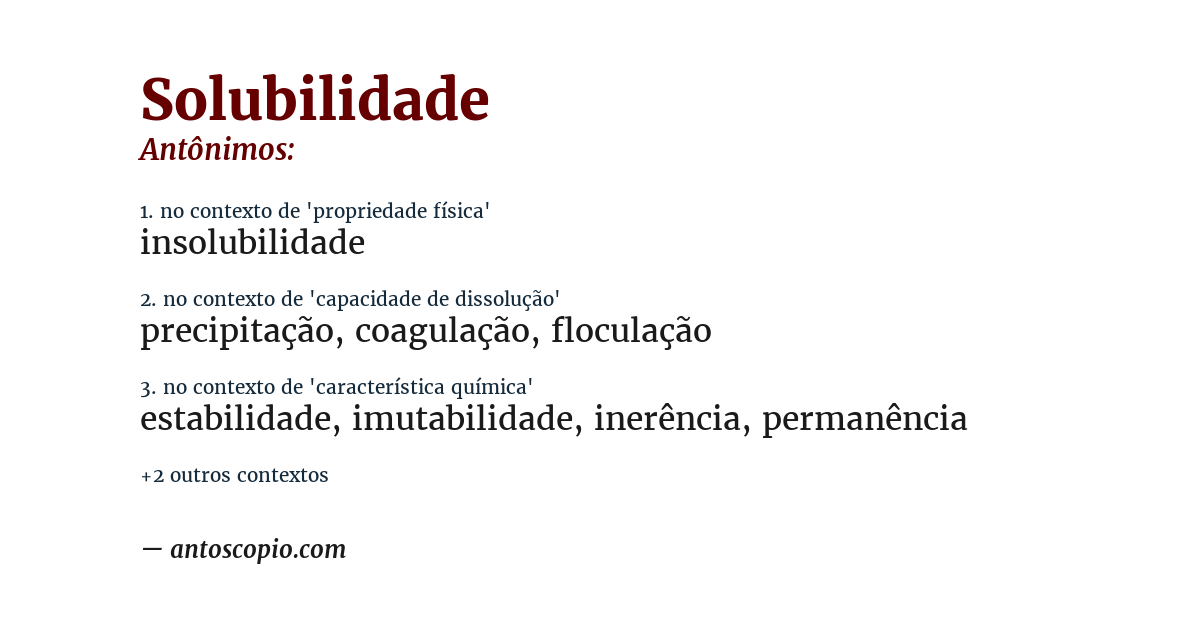 Antônimo de solubilidade