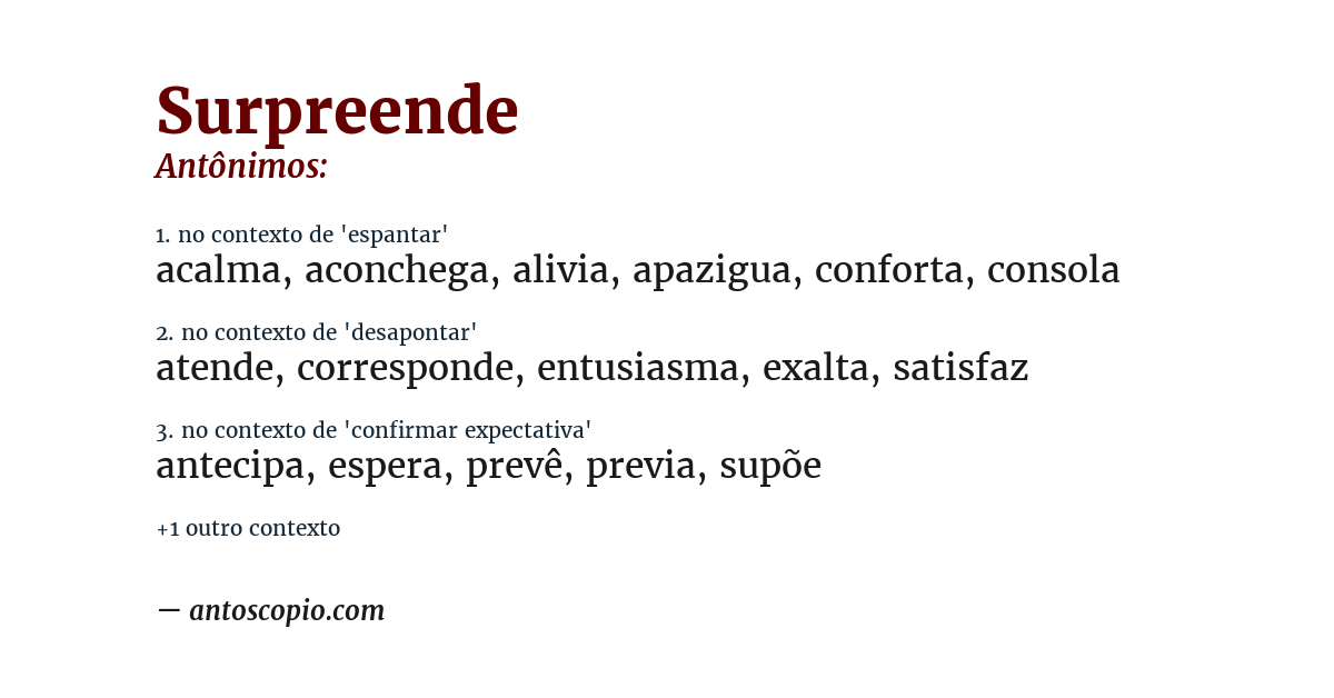 Antônimo de surpreende