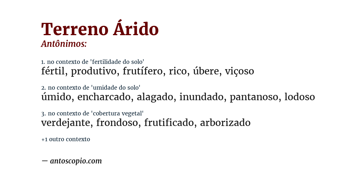Antônimo de terreno árido