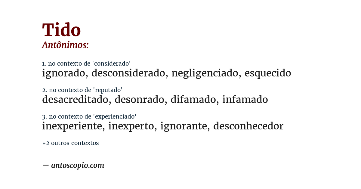 Antônimo de tido