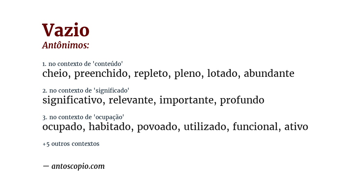 Antônimo de vazio