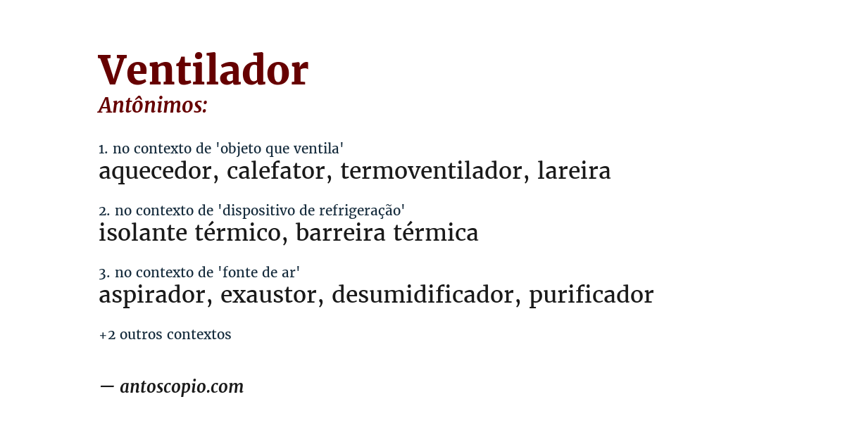 Antônimo de ventilador