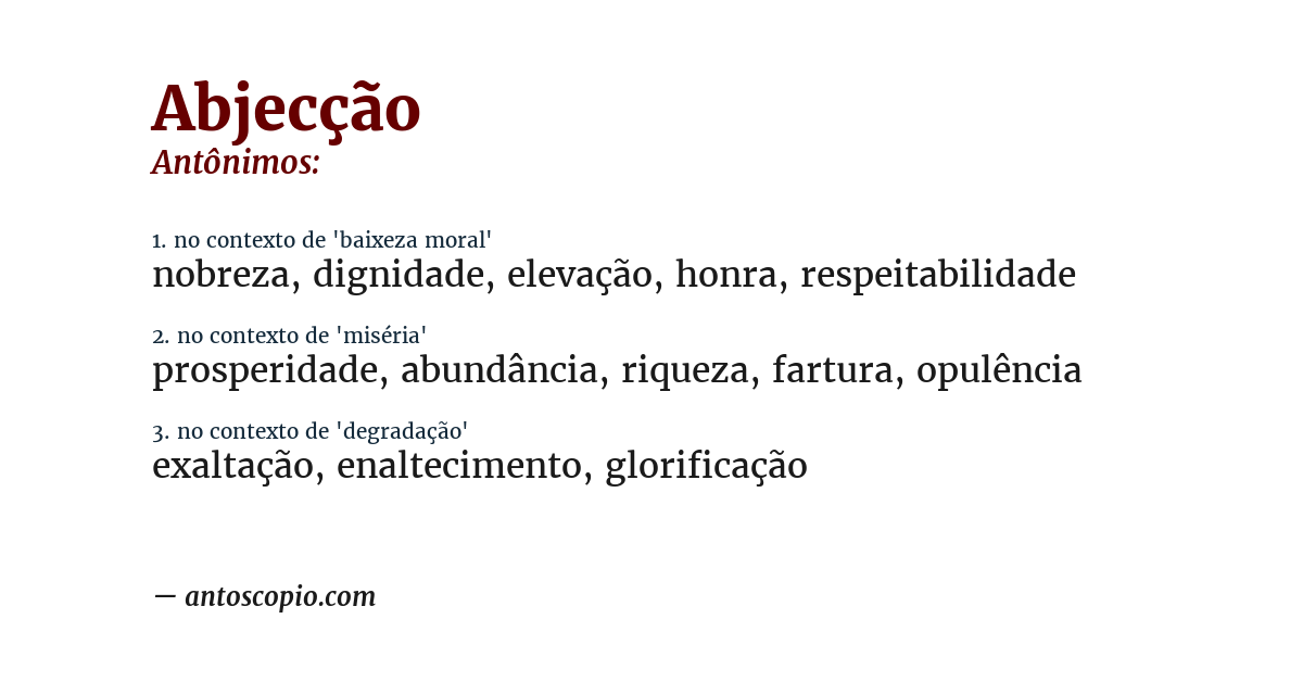 Antônimo de abjecção