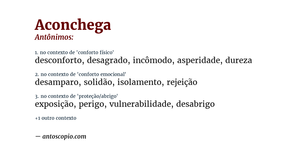 Antônimo de aconchega
