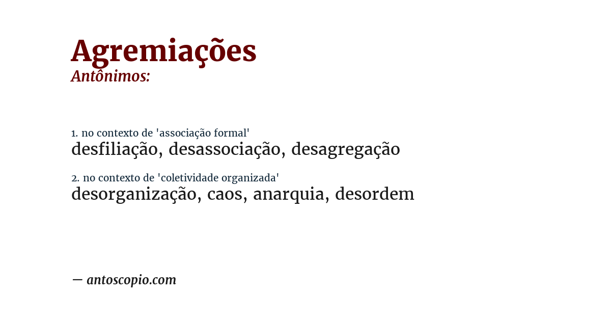 Antônimo de agremiações