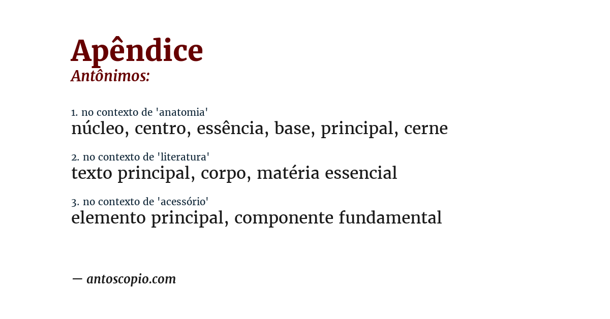 Antônimo de apêndice