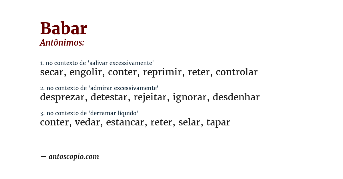 Antônimo de babar