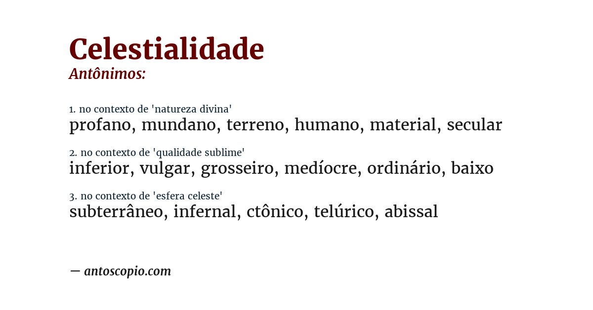 Antônimo de celestialidade