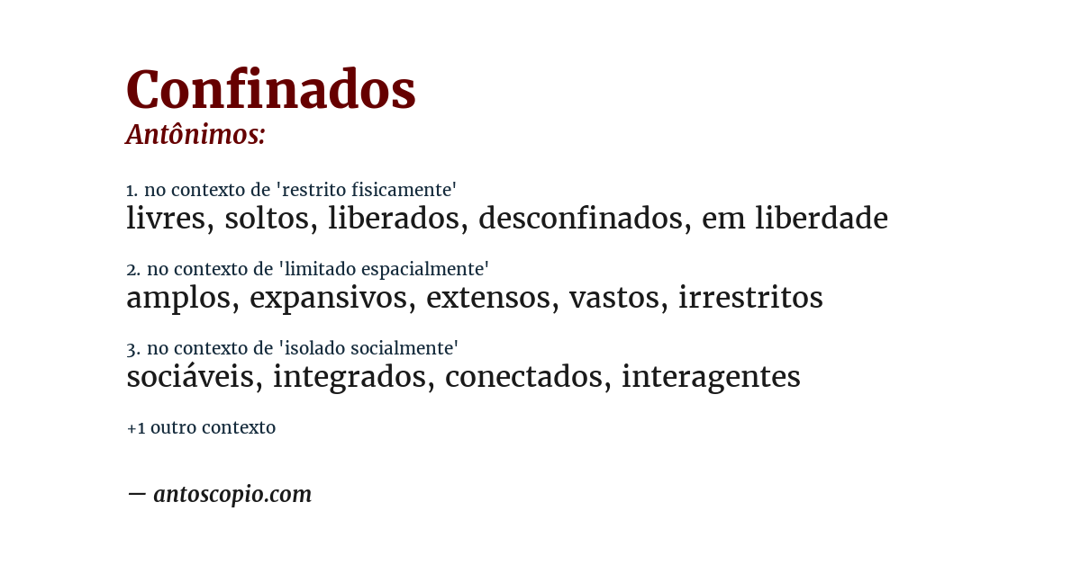 Antônimo de confinados