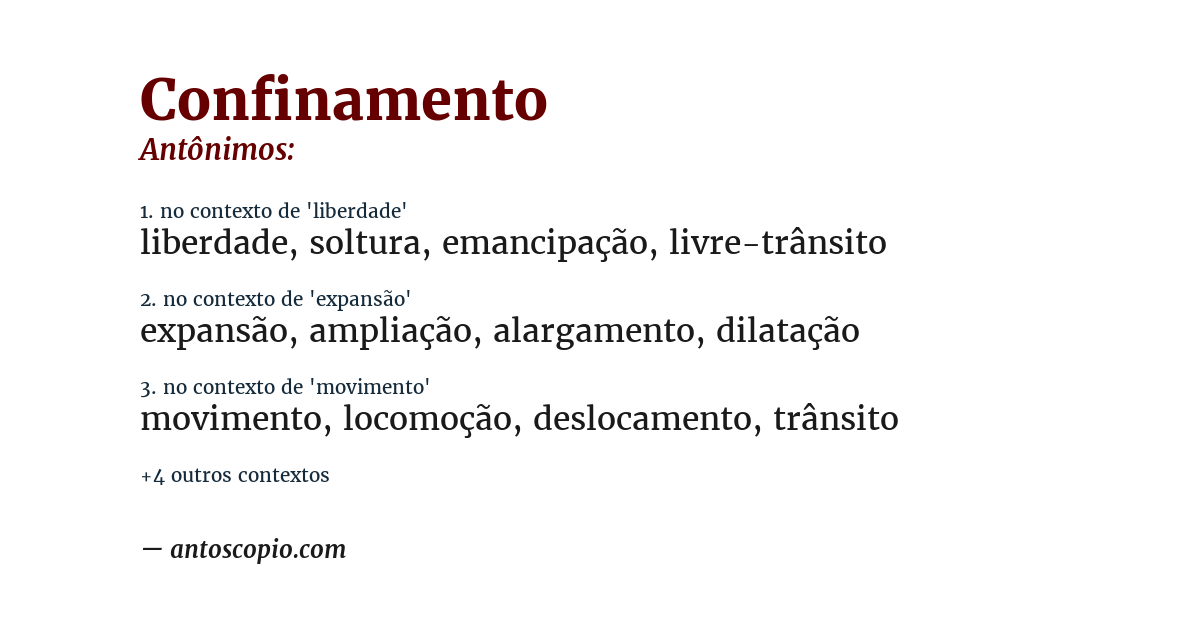 Antônimo de confinamento