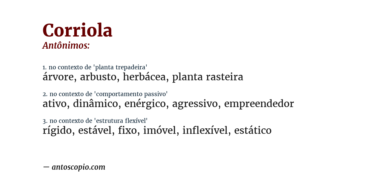 Antônimo de corriola