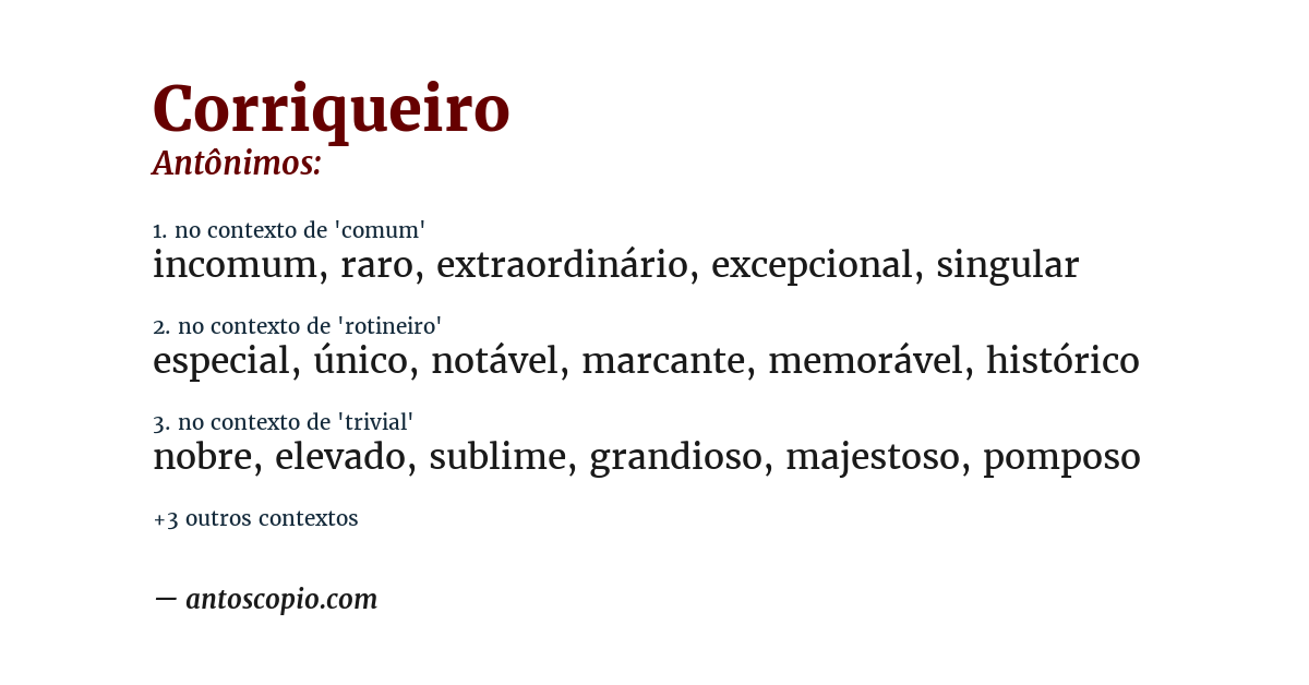 Antônimo de corriqueiro