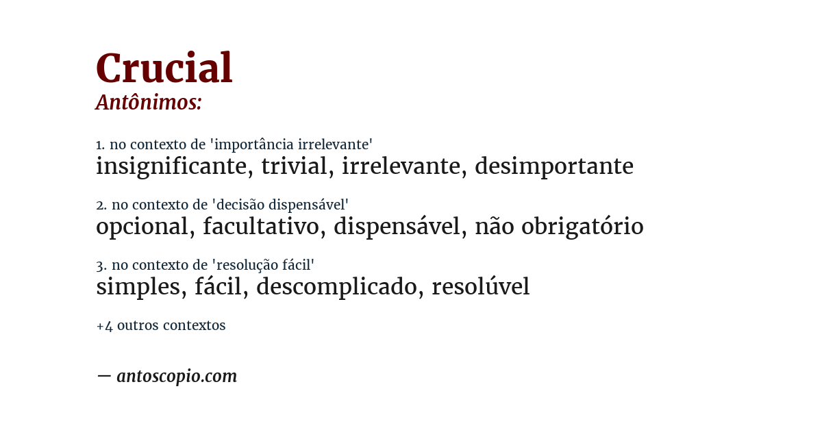 Antônimo de crucial