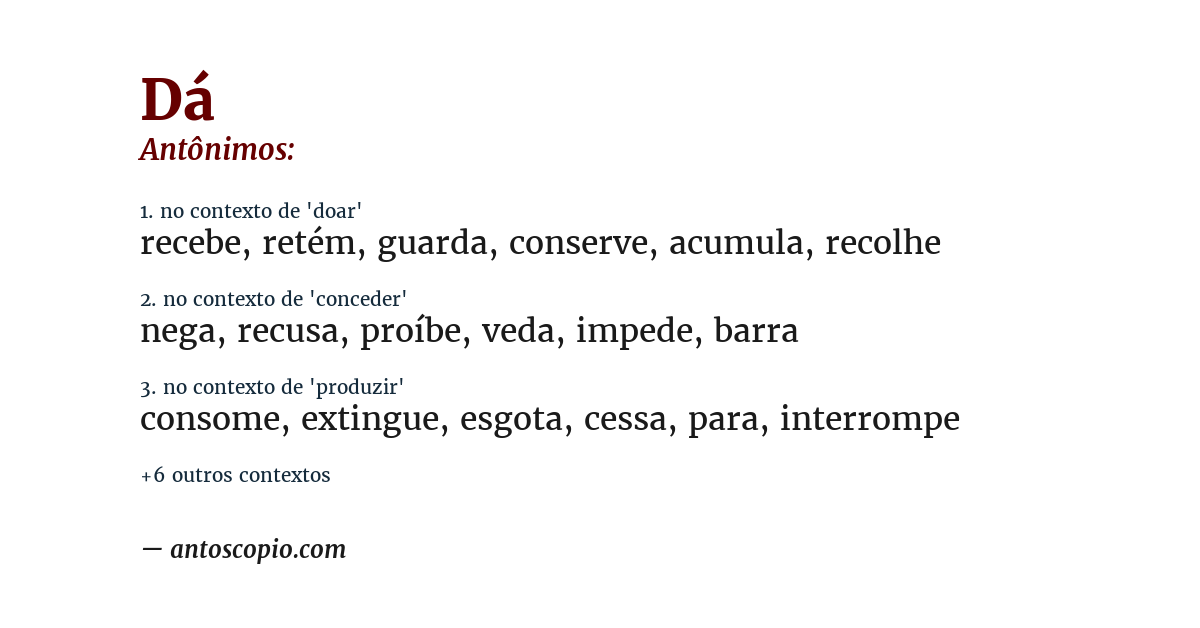 Antônimo de dá
