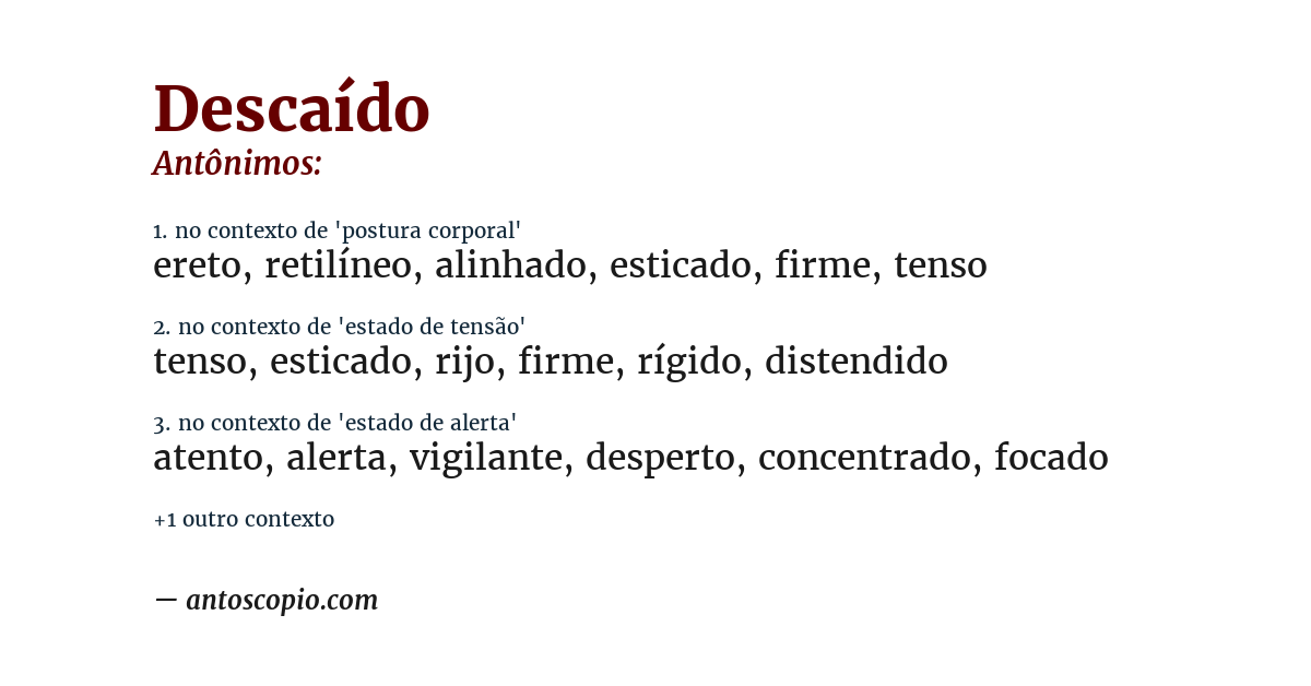 Antônimo de descaído