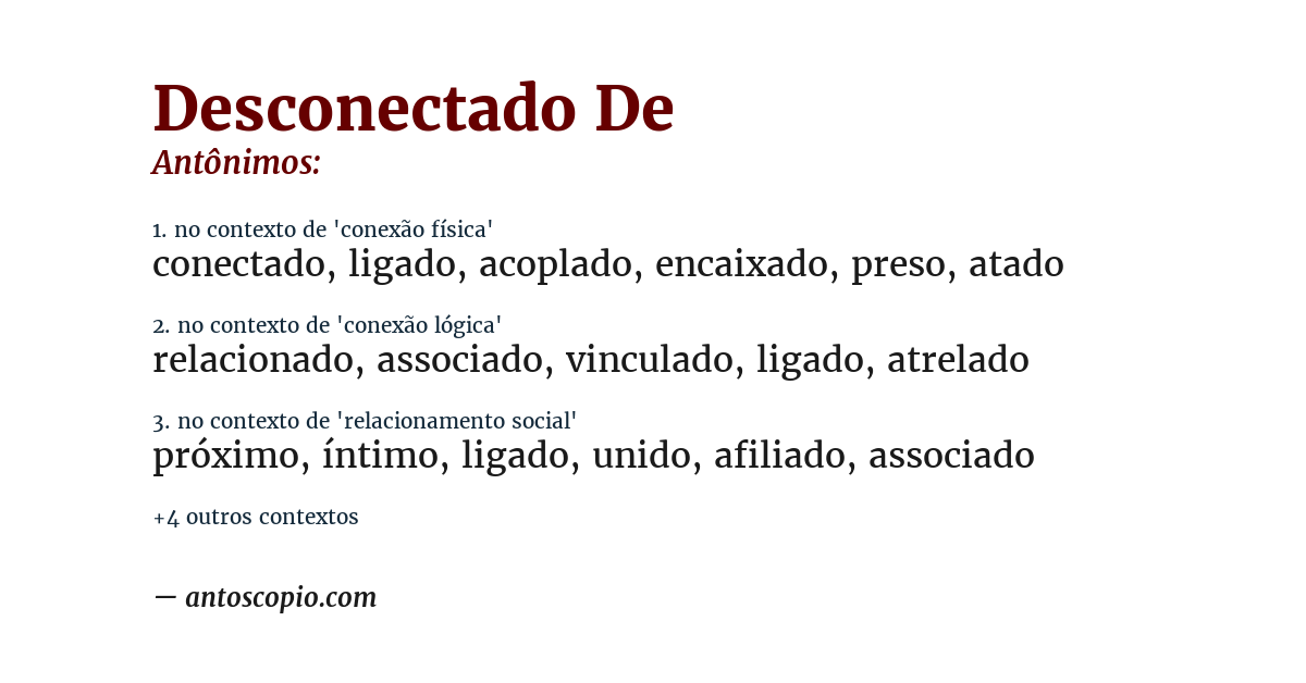 Antônimo de desconectado de