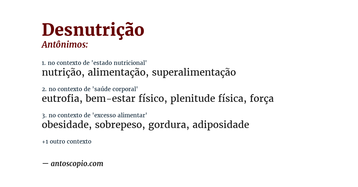 Antônimo de desnutrição