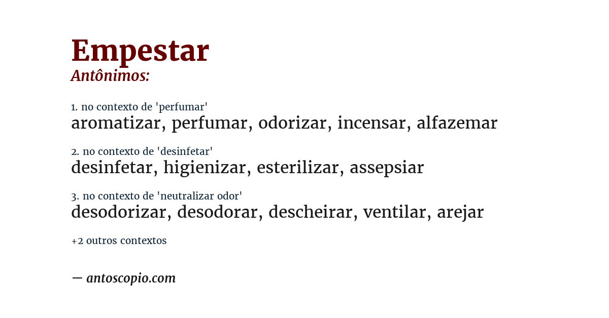 Antônimo de empestar
