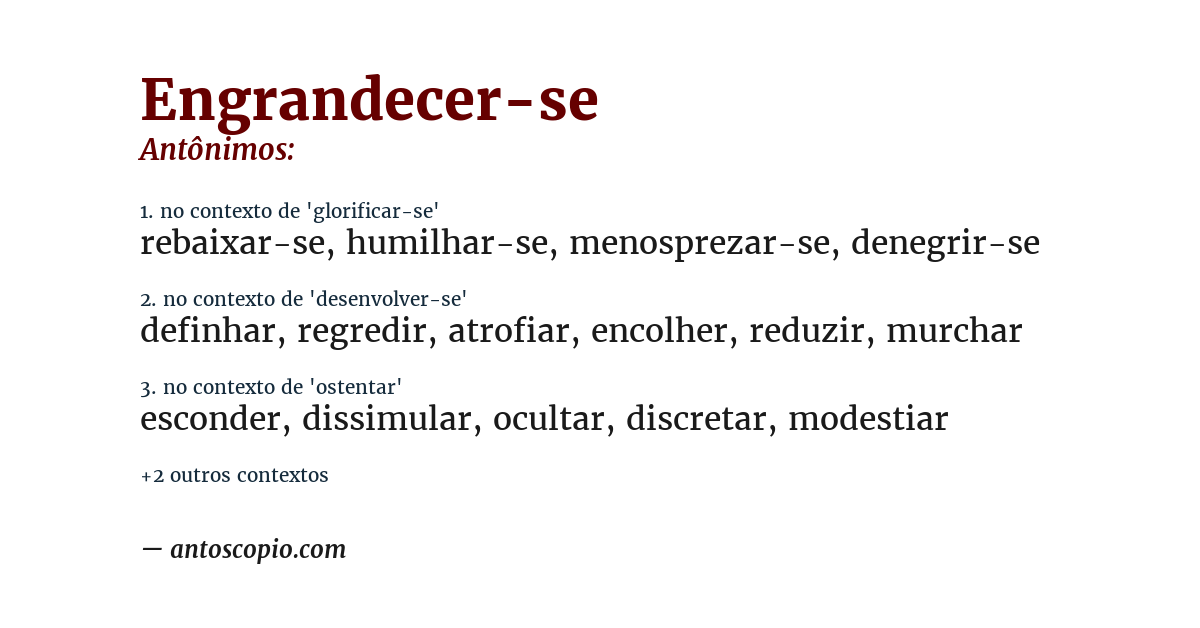 Antônimo de engrandecer-se