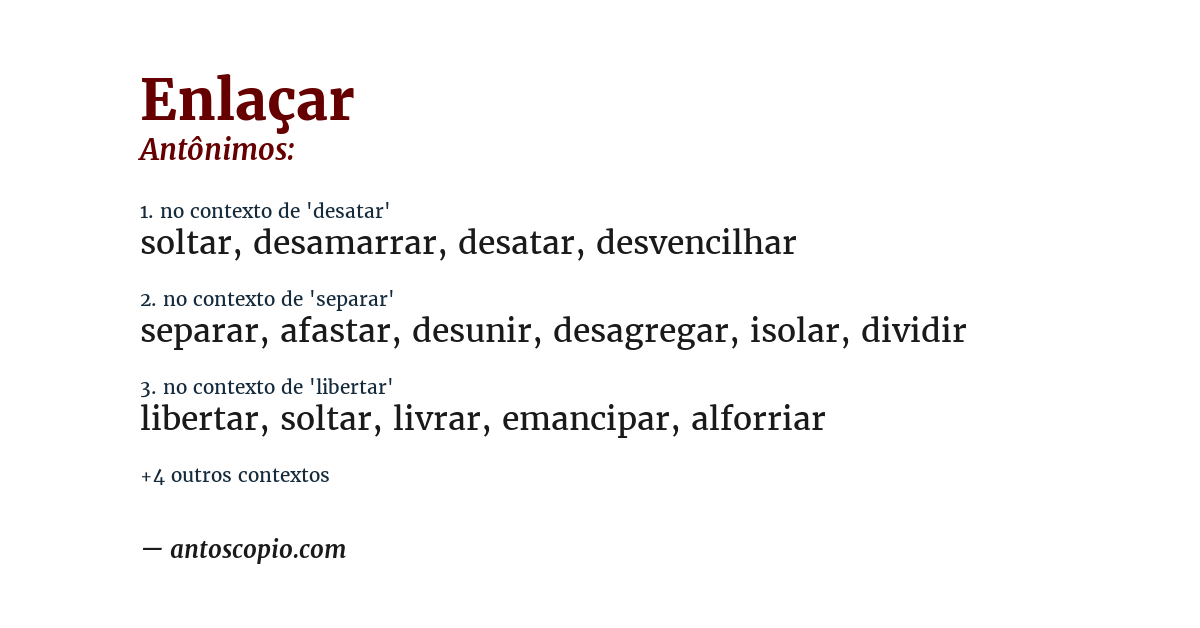 Antônimo de enlaçar
