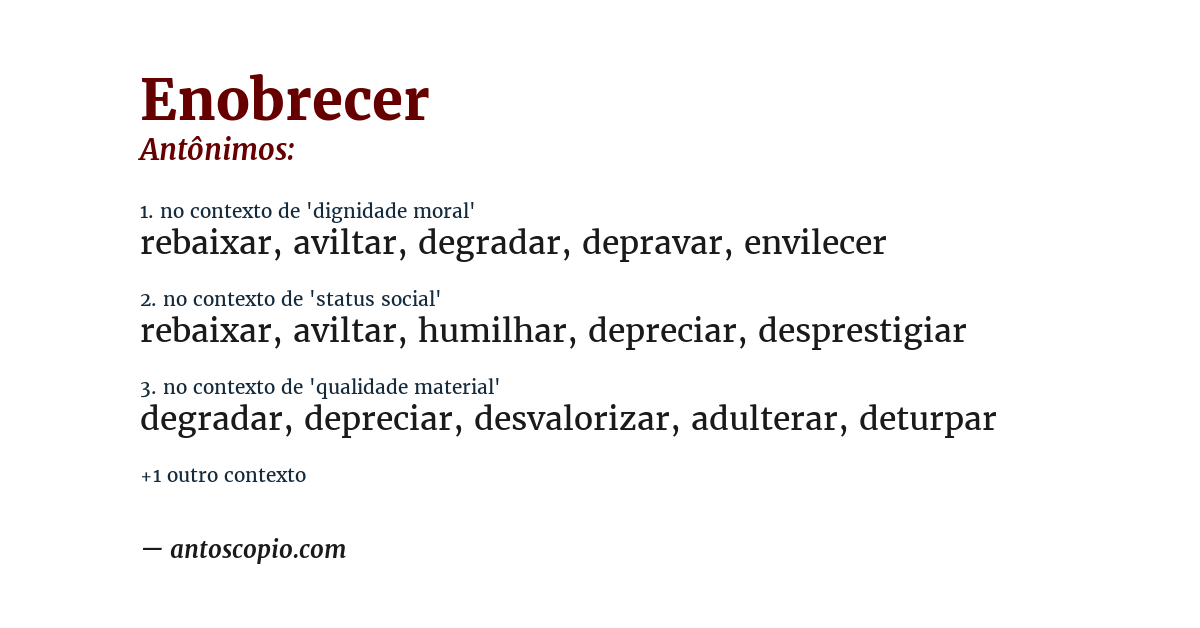 Antônimo de enobrecer