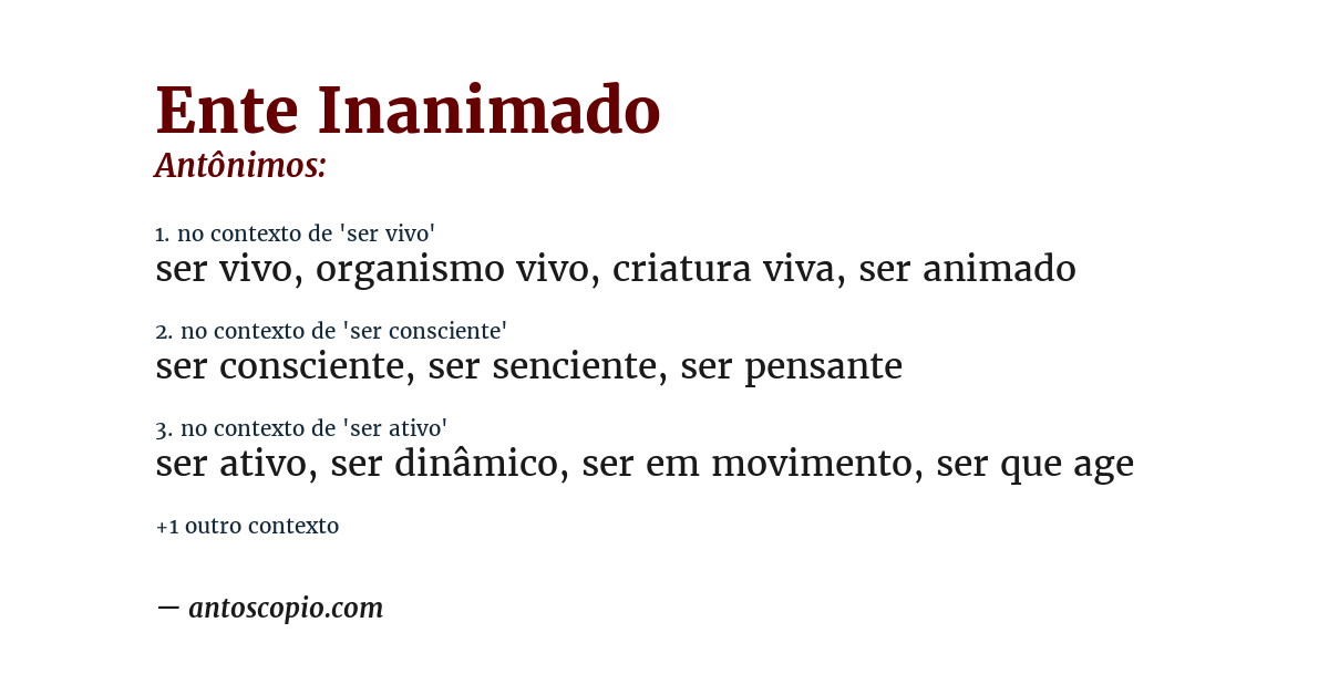 Antônimo de ente inanimado