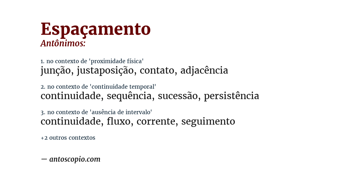 Antônimo de espaçamento