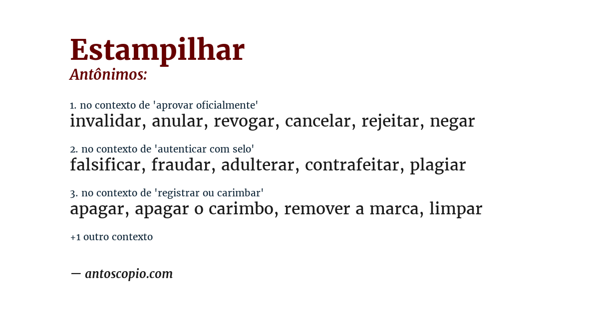 Antônimo de estampilhar