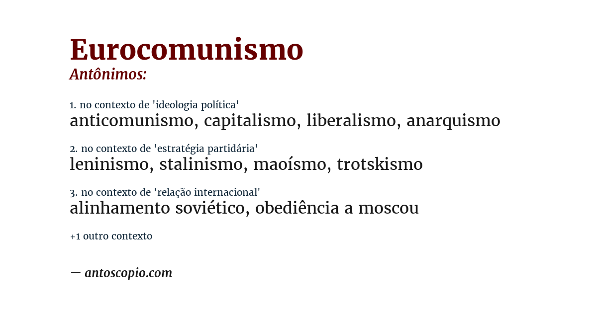 Antônimo de eurocomunismo
