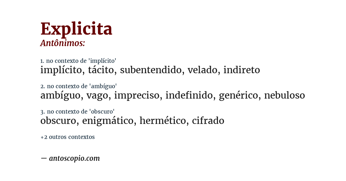Antônimo de explicita