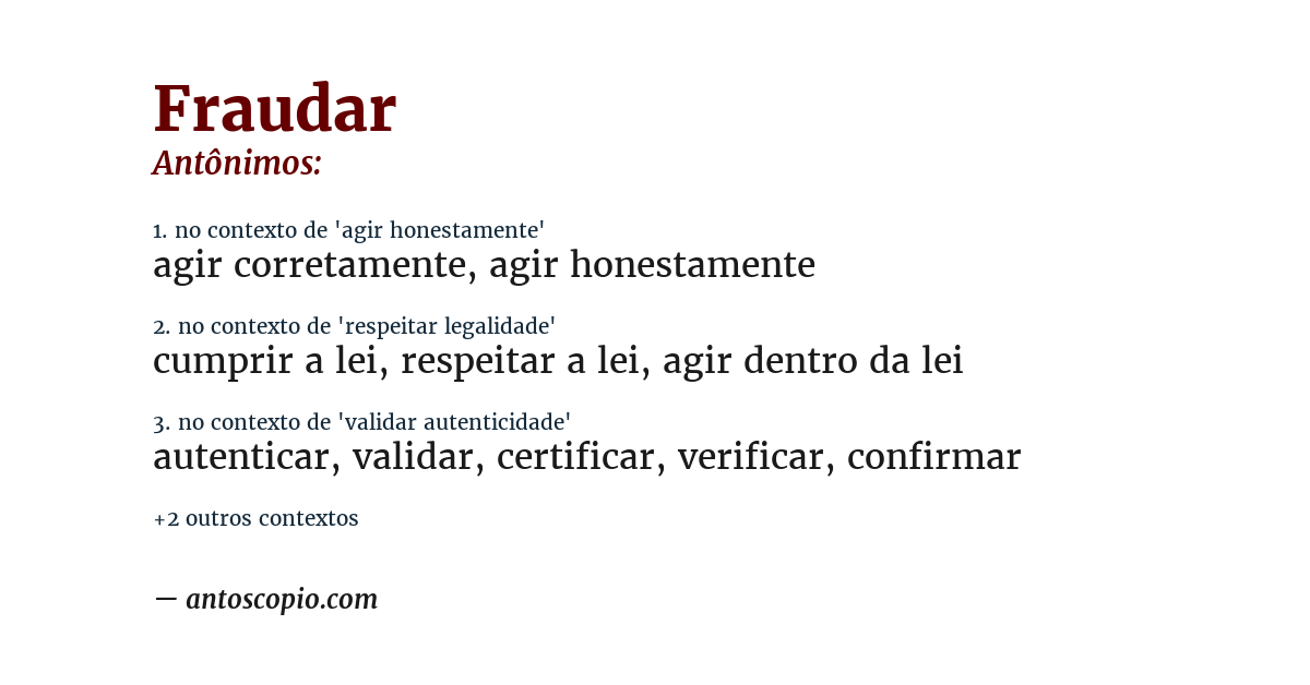 Antônimo de fraudar